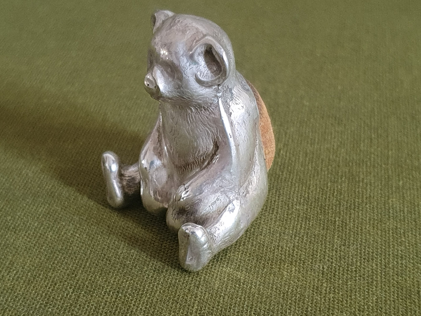 Novelty Solid Silver Bear Pin Cushion. WJ Myatt & Co. Birmingham 1909