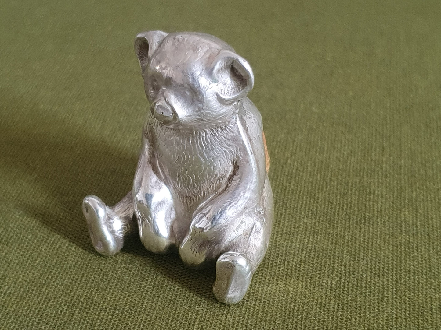 Novelty Solid Silver Bear Pin Cushion. WJ Myatt & Co. Birmingham 1909