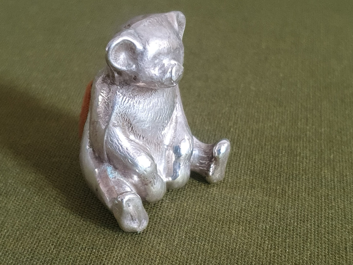 Novelty Solid Silver Bear Pin Cushion. WJ Myatt & Co. Birmingham 1909