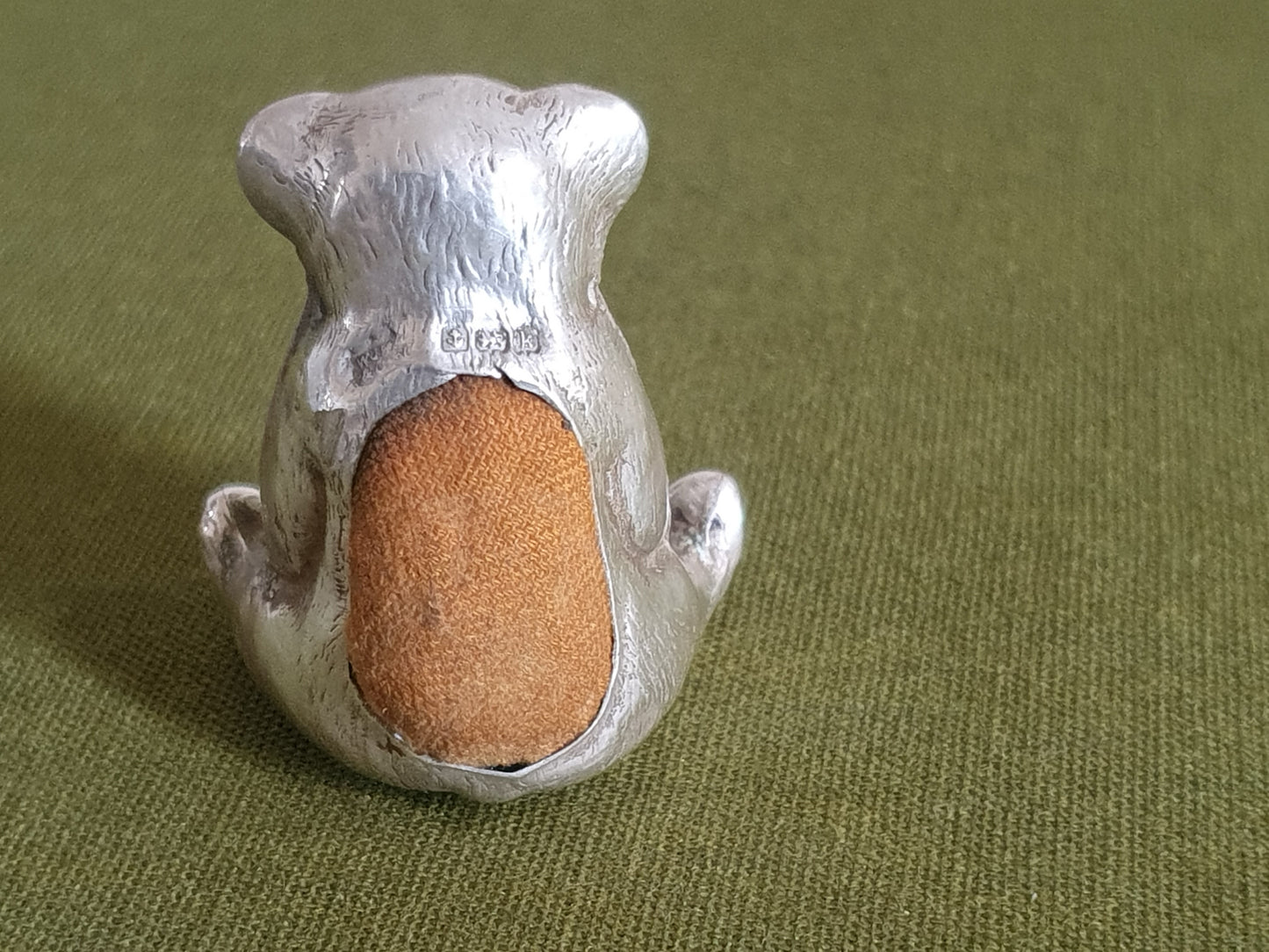 Novelty Solid Silver Bear Pin Cushion. WJ Myatt & Co. Birmingham 1909