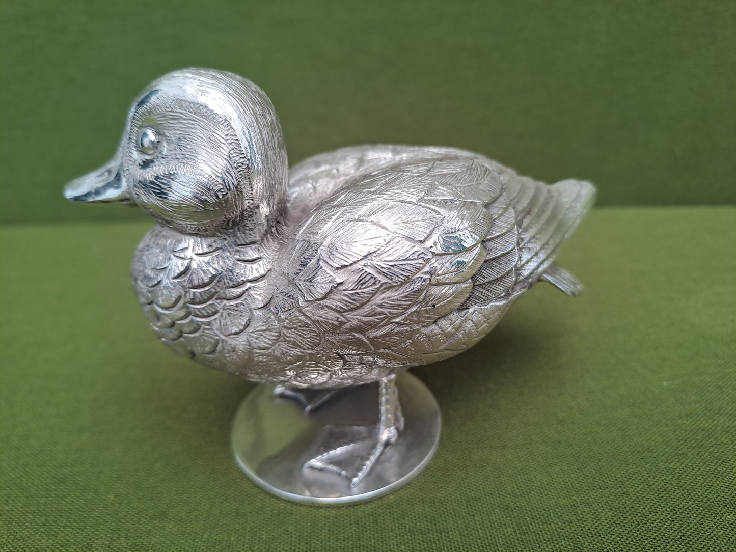 Stunning Solid Silver Cast Teal. Hand chased with fine detail.