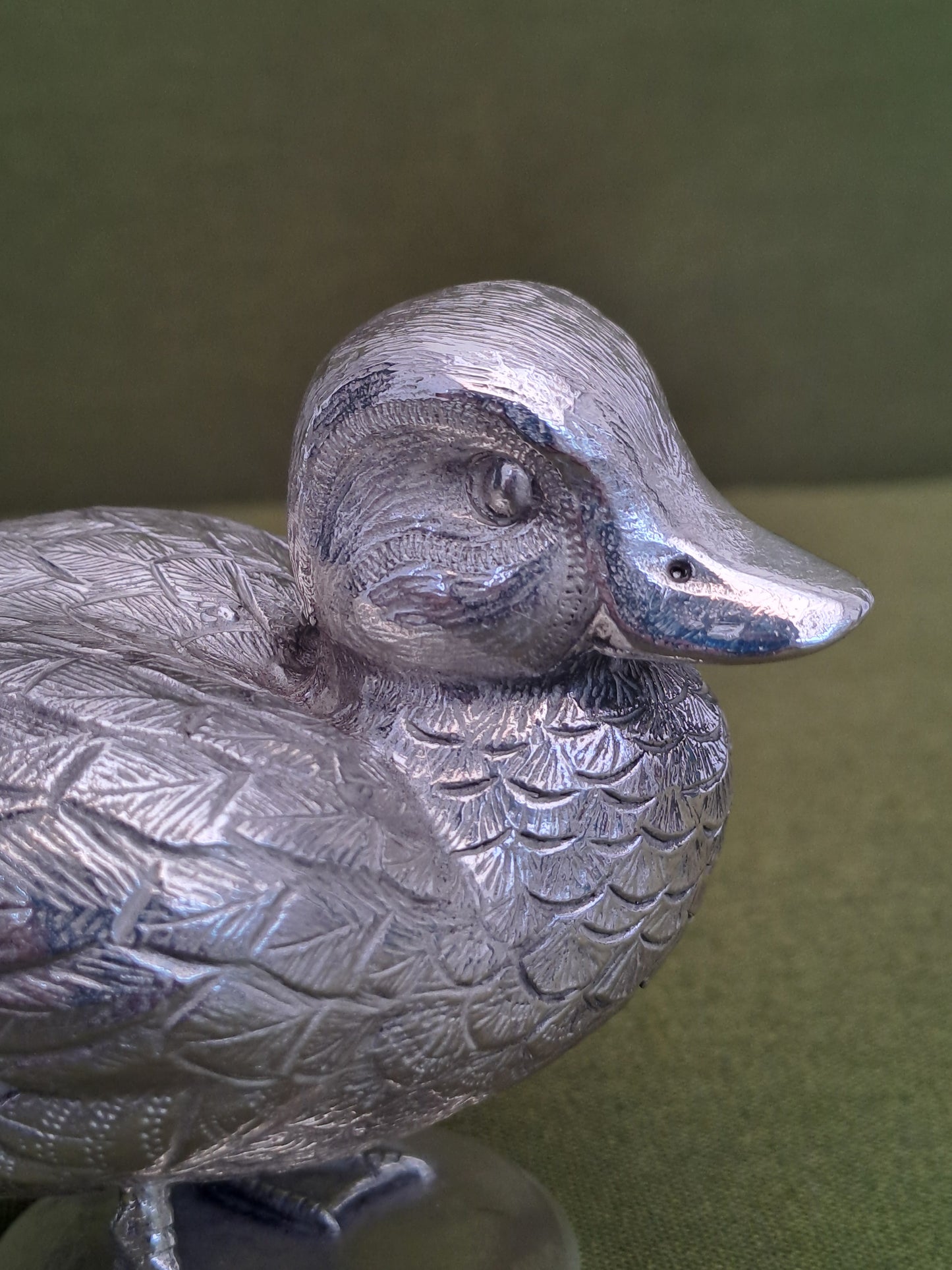 Stunning Solid Silver Cast Teal. Hand chased with fine detail.