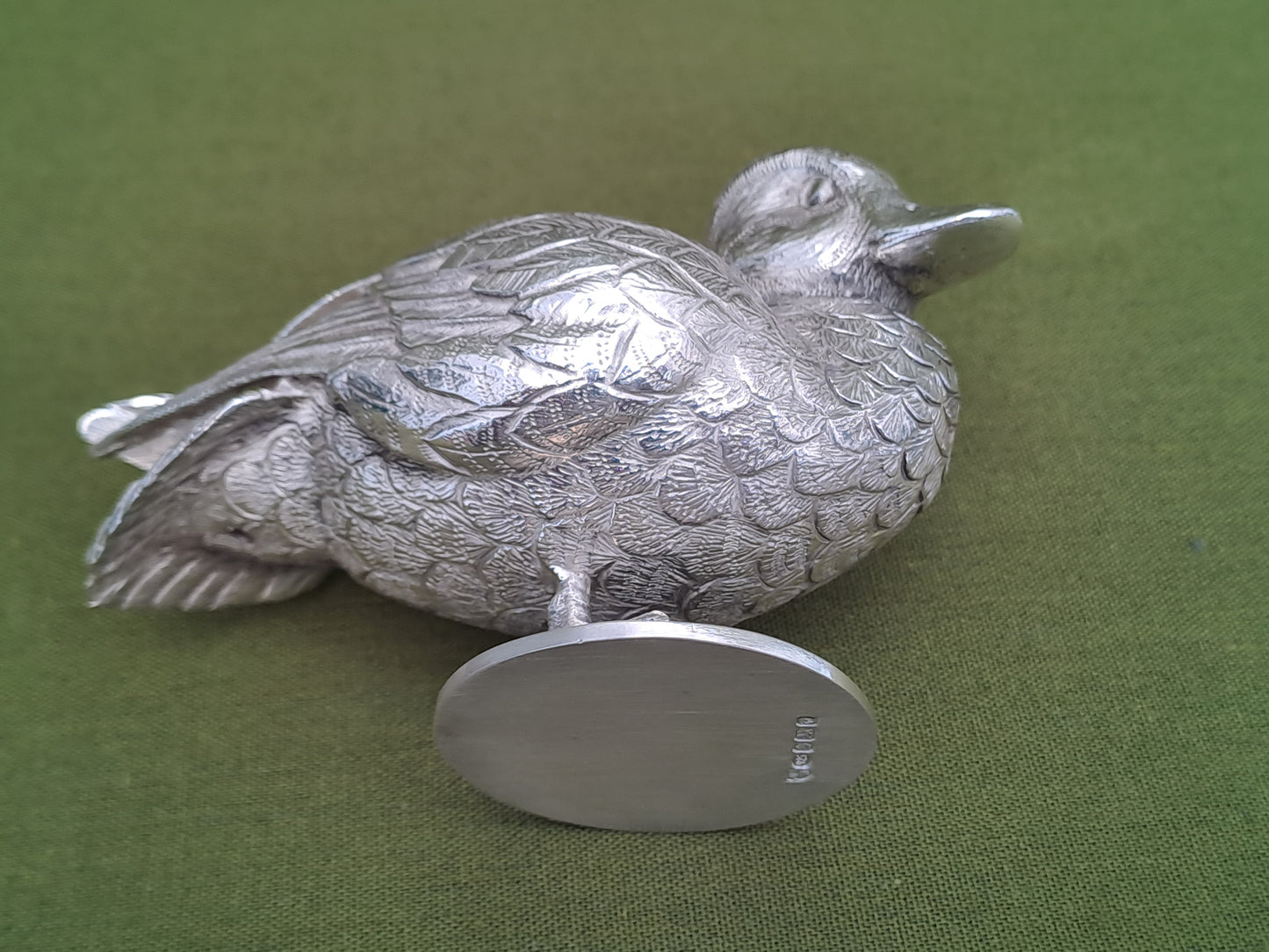 Stunning Solid Silver Cast Teal. Hand chased with fine detail.
