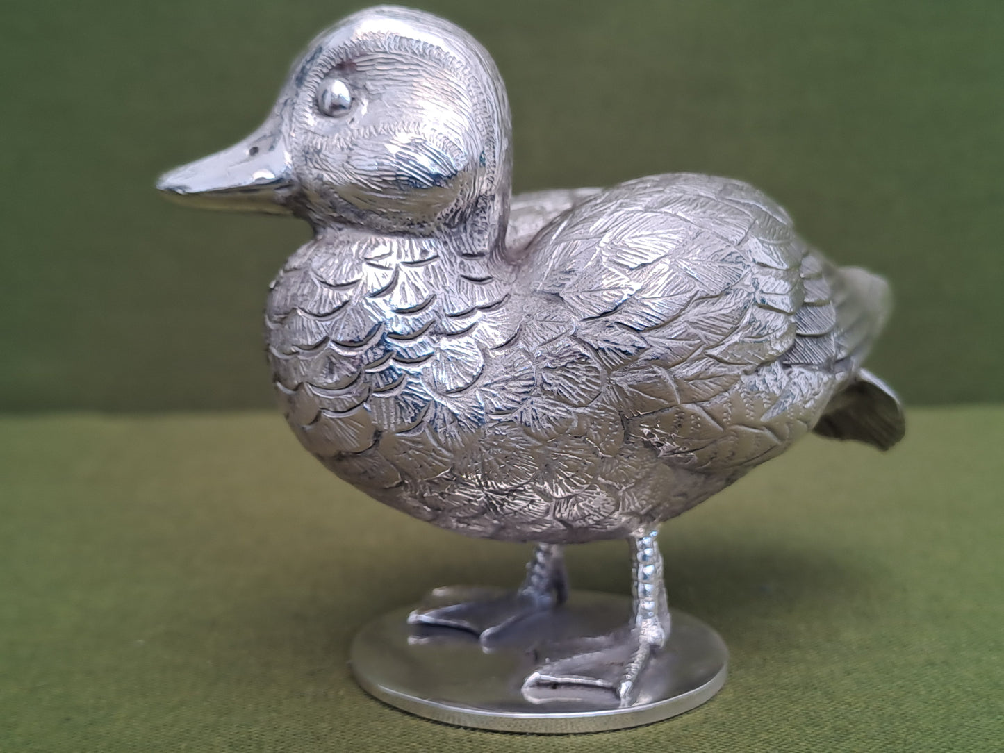 Stunning Solid Silver Cast Teal. Hand chased with fine detail.