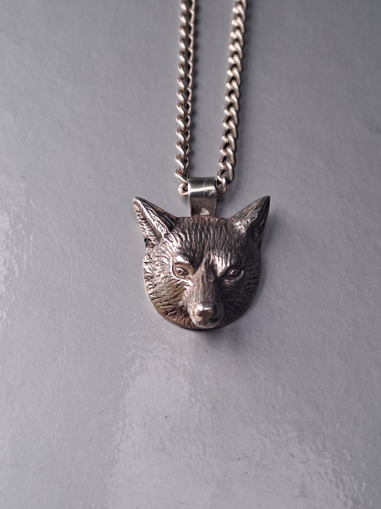 Solid Silver fox pendant & necklace