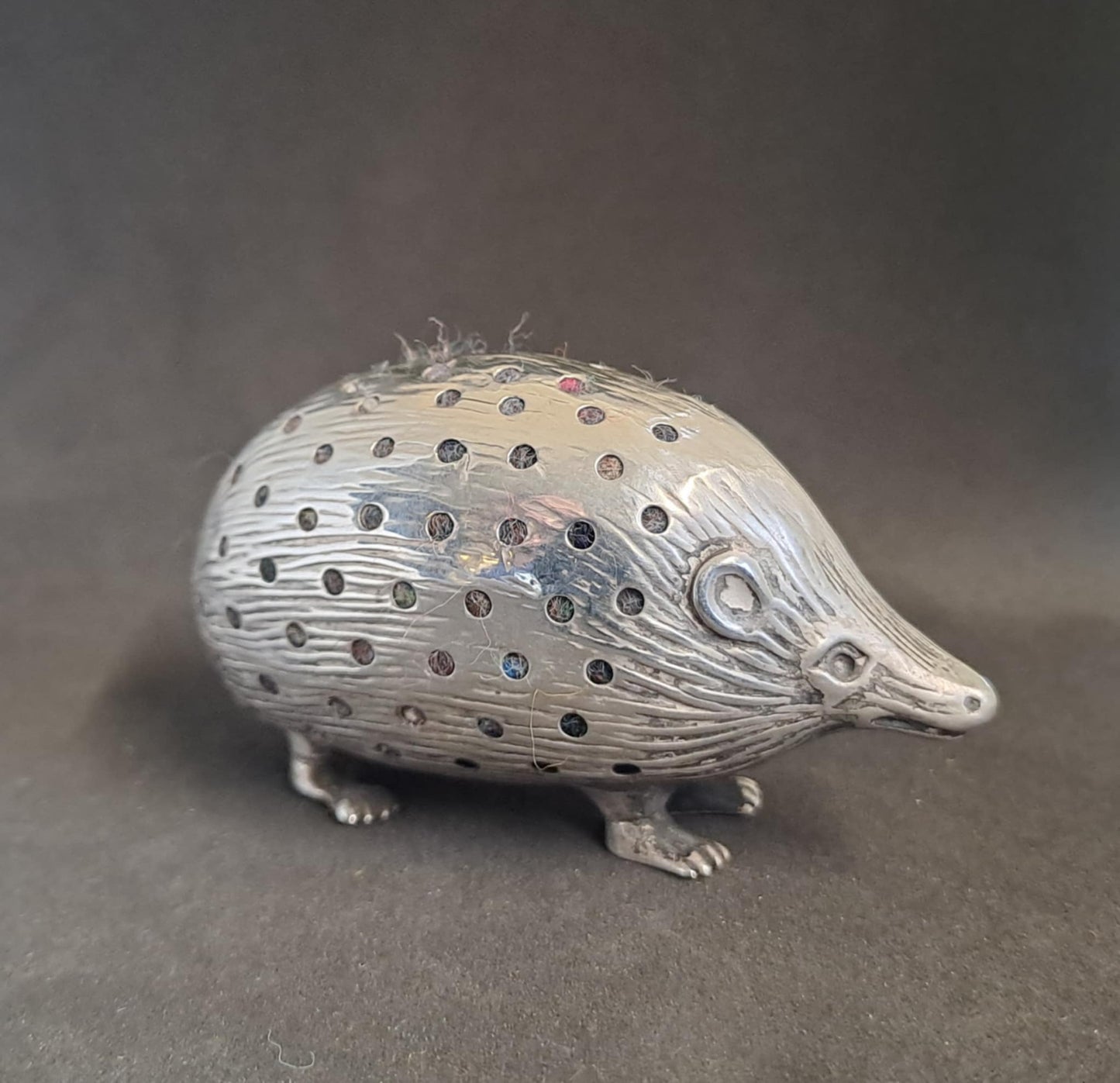 Solid Silver Hedgehog Pin Cushion. Birmingham 1906. S & Co.