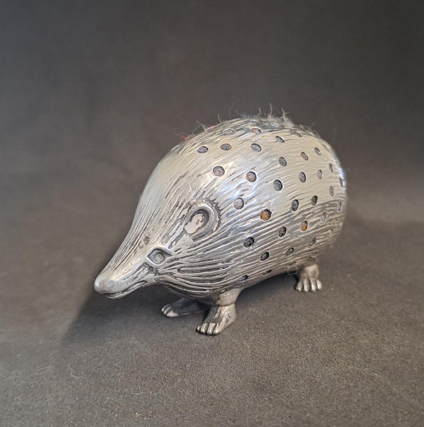 Solid Silver Hedgehog Pin Cushion. Birmingham 1906. S & Co.