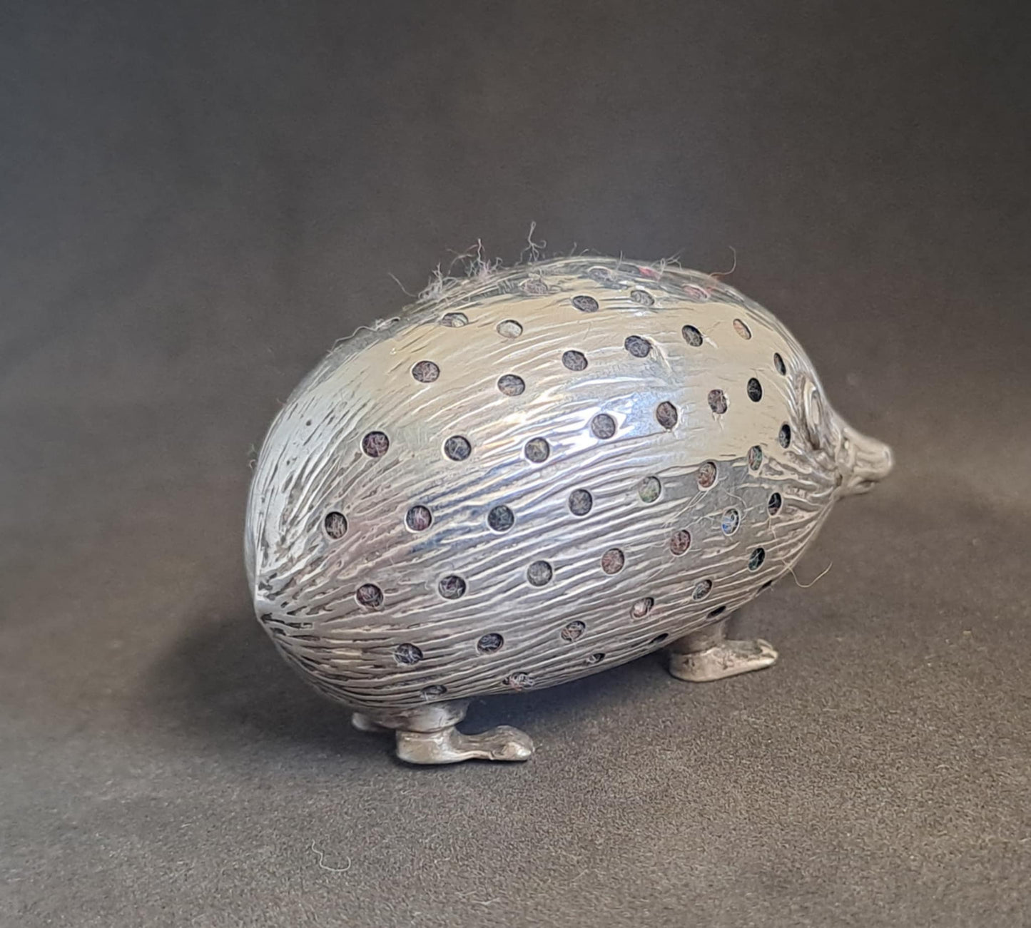 Solid Silver Hedgehog Pin Cushion. Birmingham 1906. S & Co.