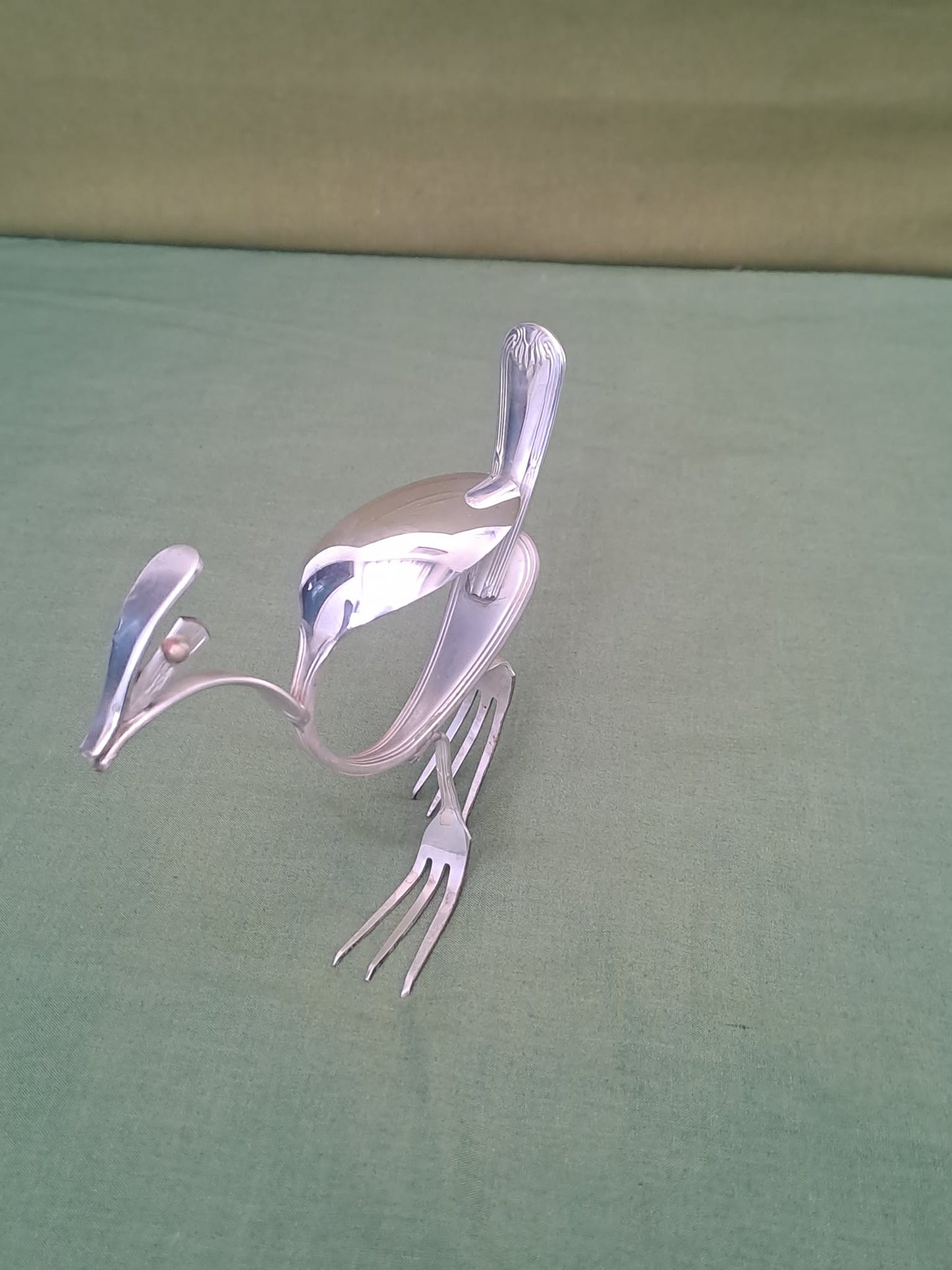 Silverware, upcycled cutlery bird sculpture