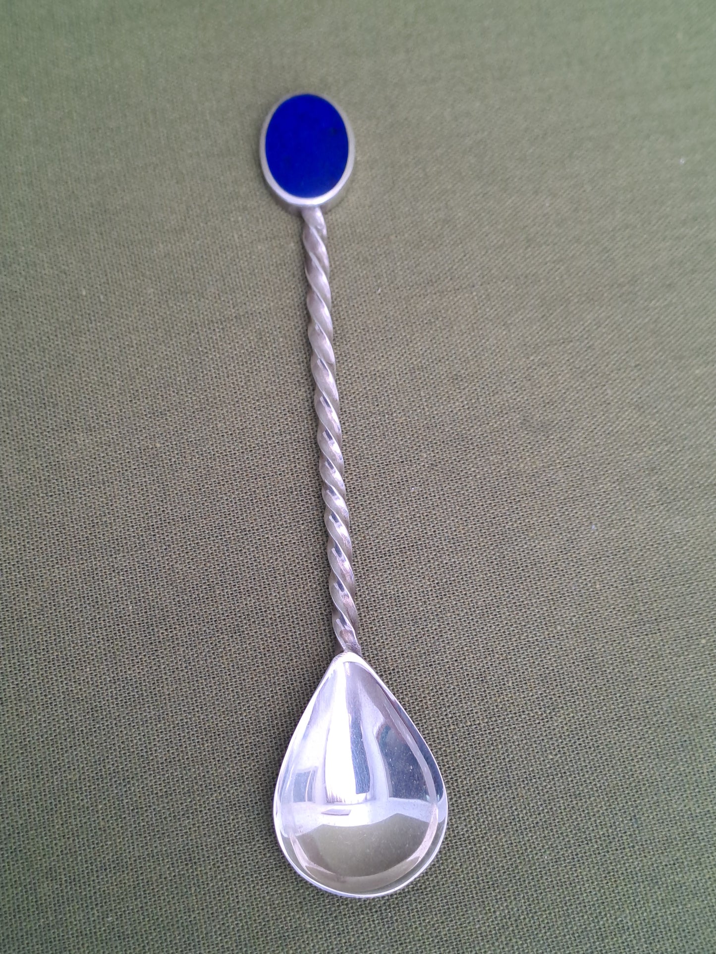 Solid silver Lapis Spoon.