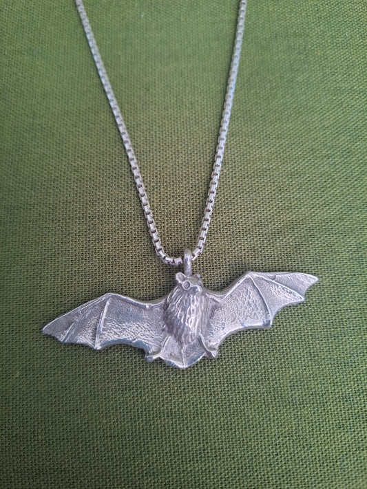 Solid Silver bat pendant & necklace