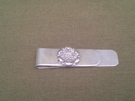 Solid Silver Yorkshire rose tie clip