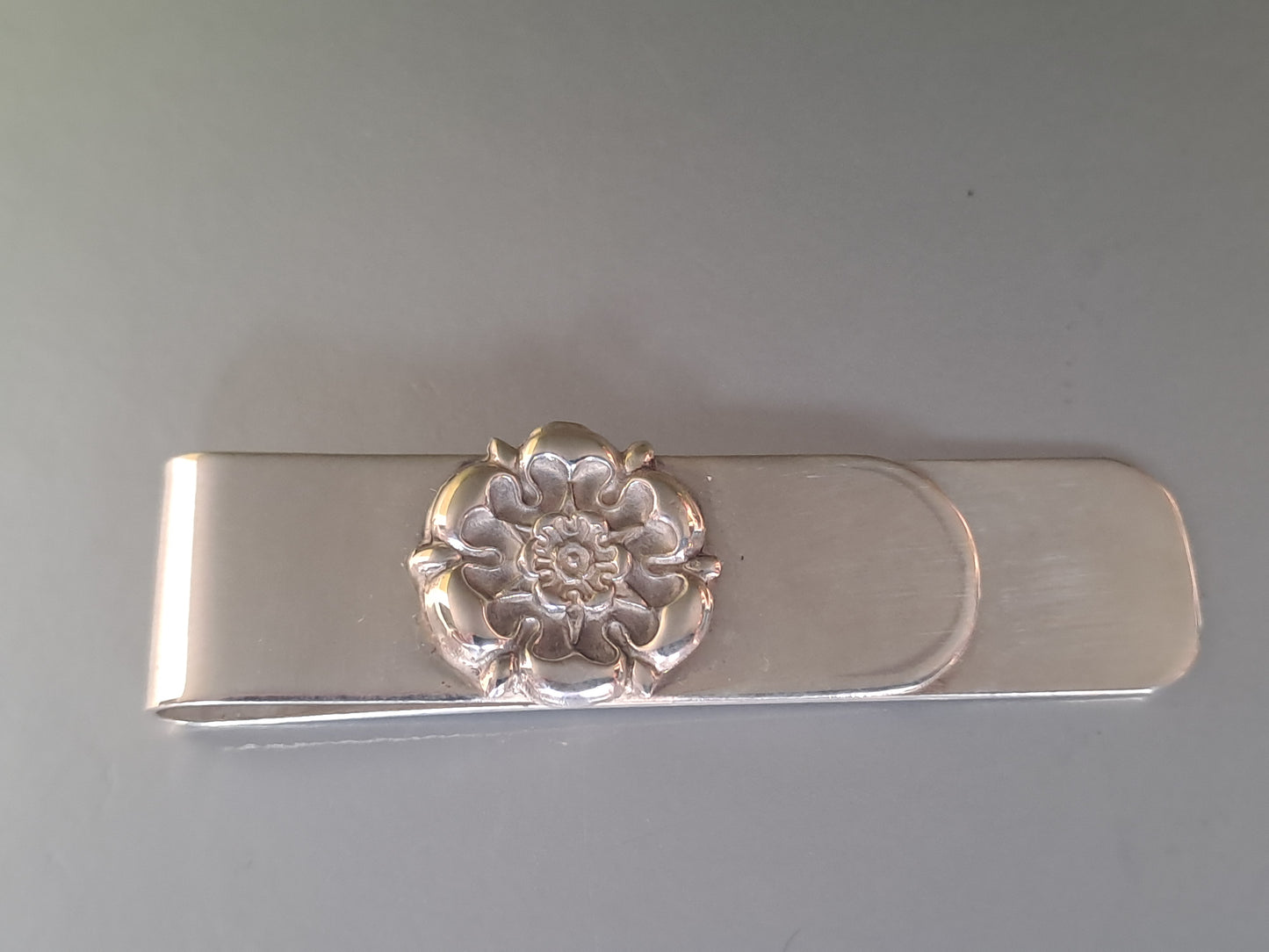 Solid Silver Yorkshire rose tie clip