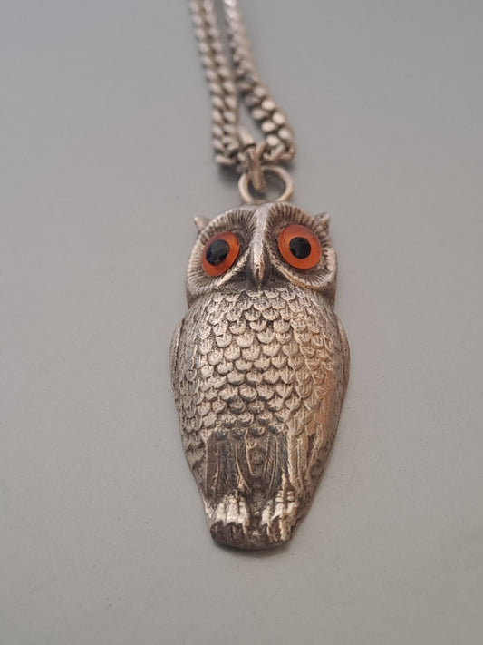 Solid Silver owl pendant & necklace