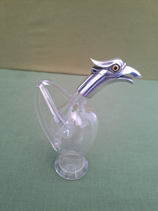 Novelty Solid Silver & glass bird decanter. Birmingham 1893. Makers JTH & JHM.