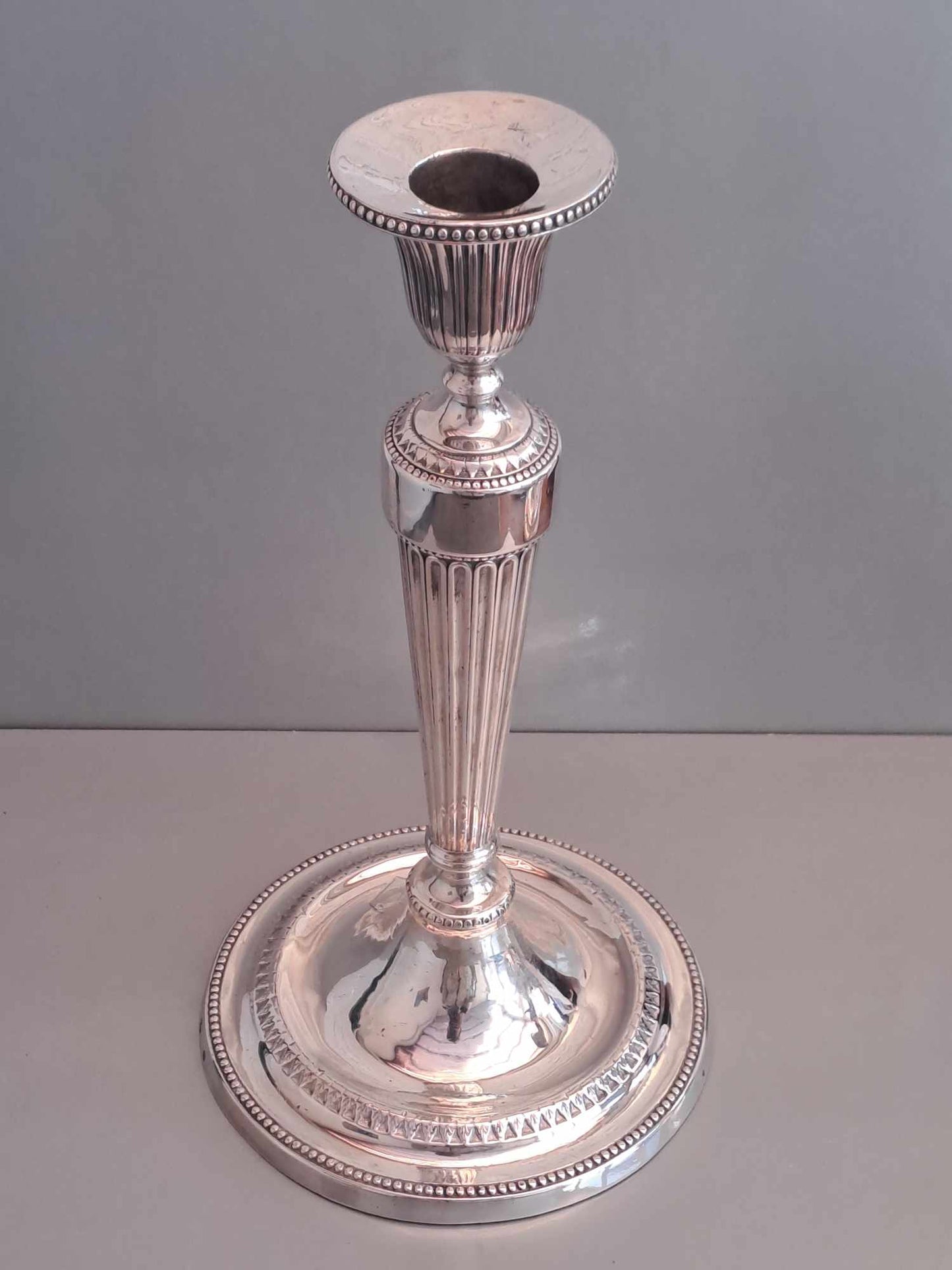 Early pair solid silver candlestick. Sheffield 1780.Made by John Winter & Co