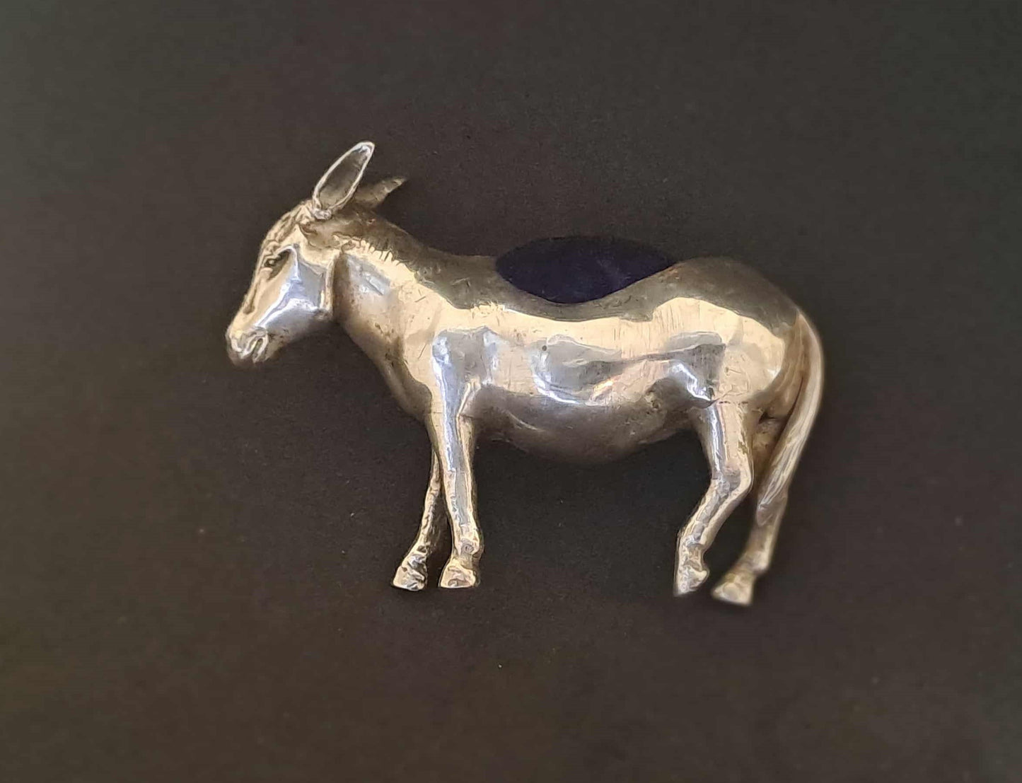 Novelty Solid Silver Donkey Pin Cushion. Levi & Salaman. Birmingham 1904.