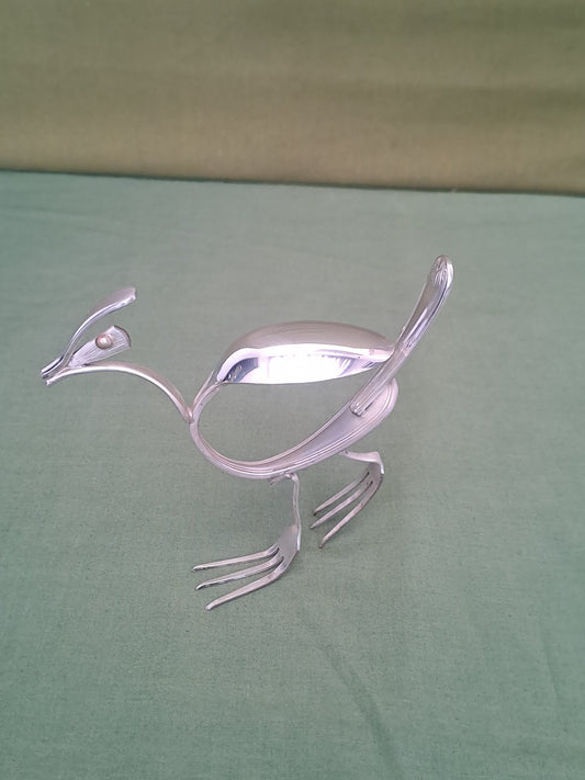 Silverware, upcycled cutlery bird sculpture