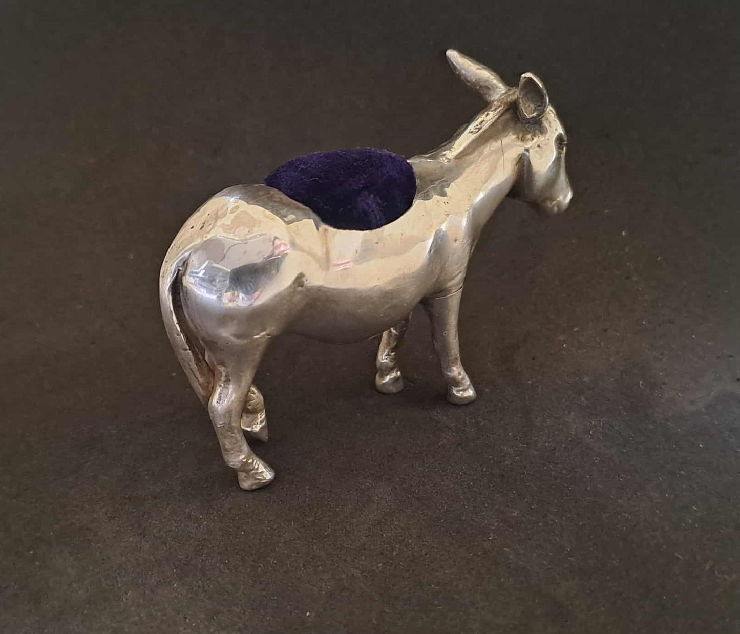 Novelty Solid Silver Donkey Pin Cushion. Levi & Salaman. Birmingham 1904.