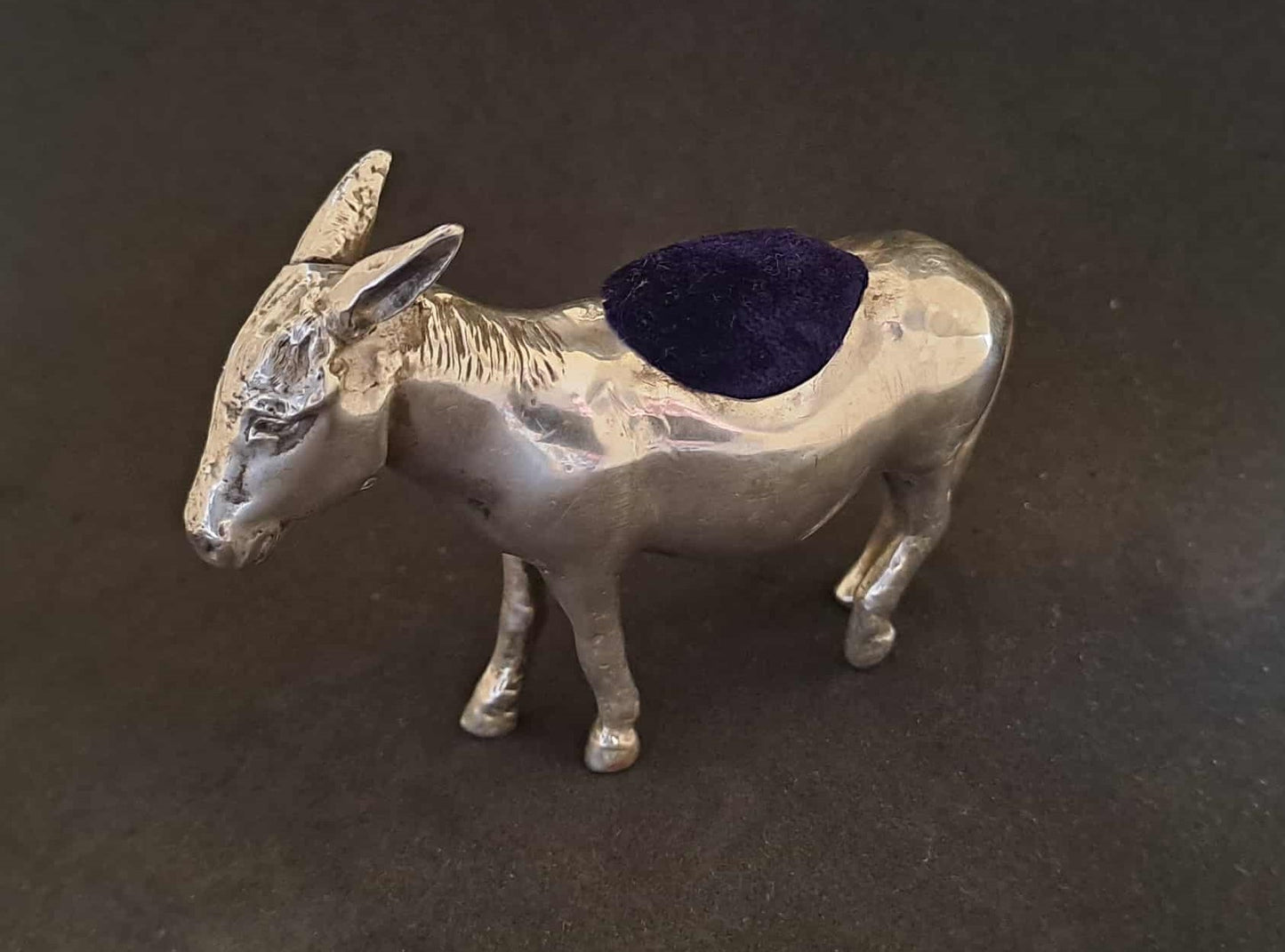 Novelty Solid Silver Donkey Pin Cushion. Levi & Salaman. Birmingham 1904.