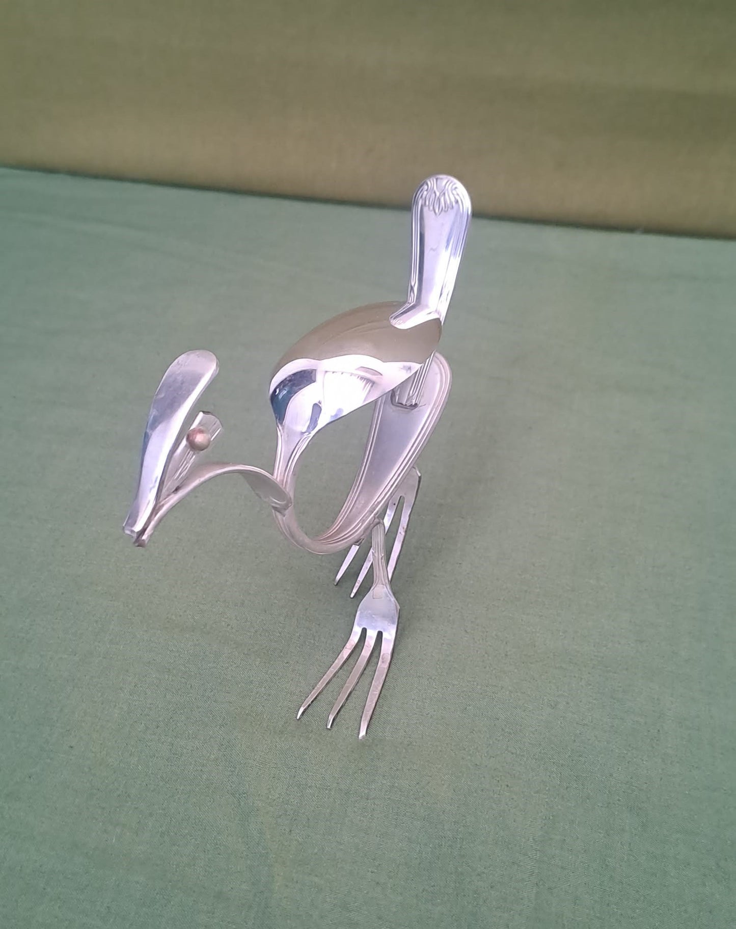 Silverware, upcycled cutlery bird sculpture