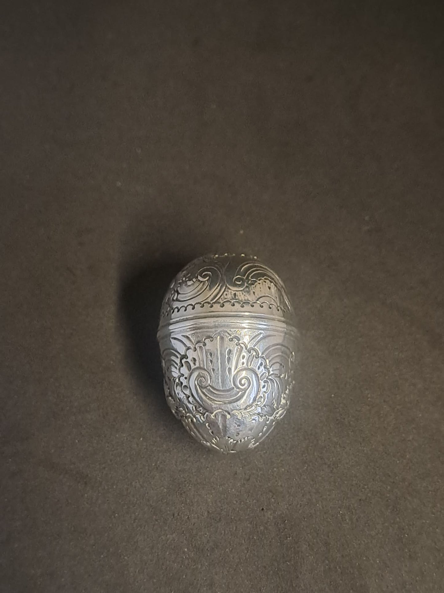 Georgian Solid Silver Floral Egg Nutmeg Grater. Samuel Meriton.
